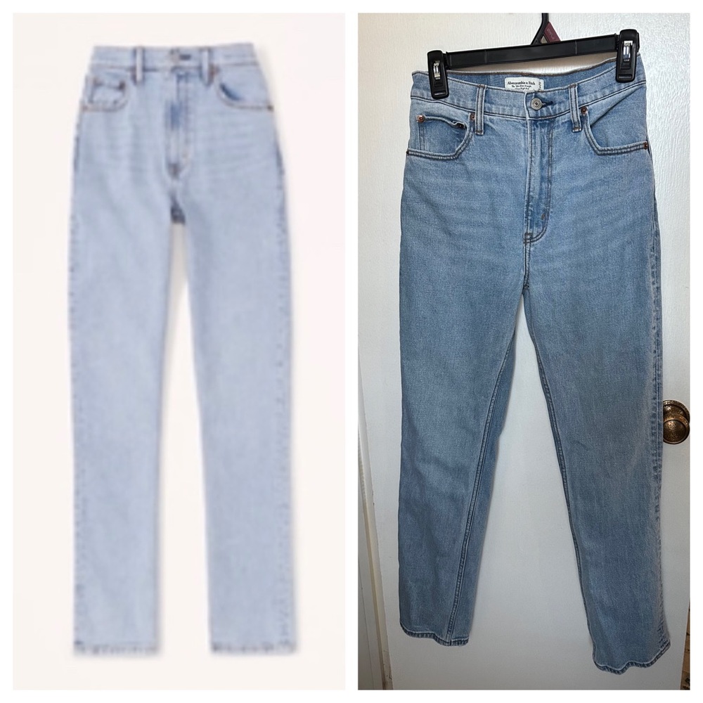 Abercrombie ultra high rise slim straight light wash